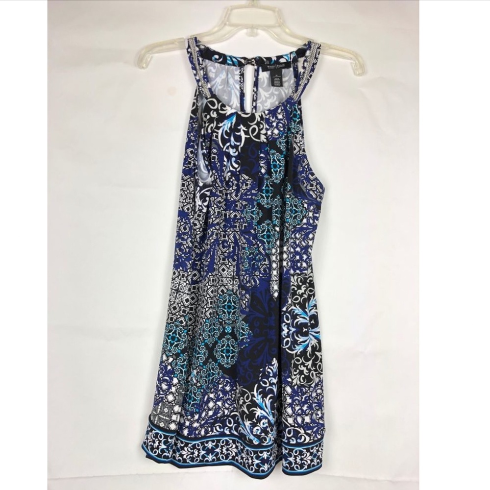 Holiday Dress Tunic White House Black Market embellished "Silver" Chain Neckline